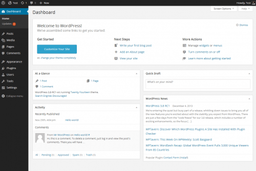 Picture of a WordPress Dashboard